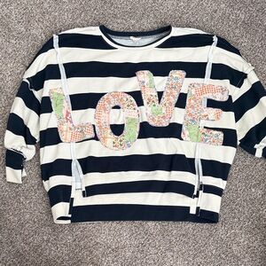 BiBi Navy and White Striped Tunic with Colorful LOVE Appliqué